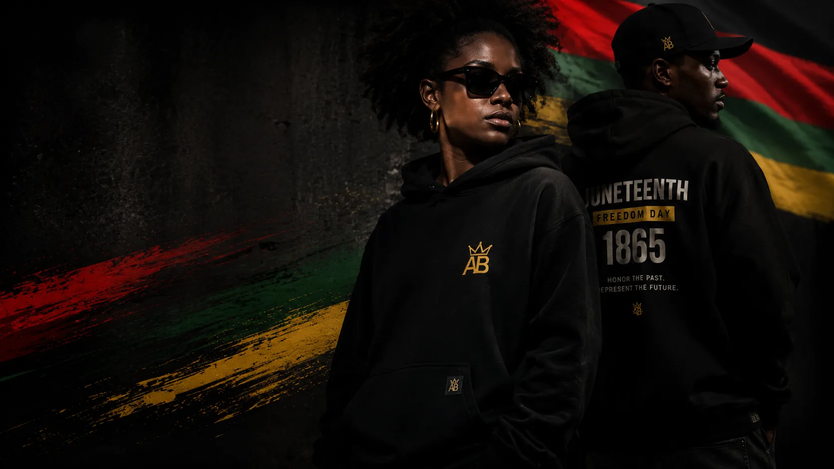 Juneteenth-inspired Apparelly Blank streetwear editorial banner without readable text